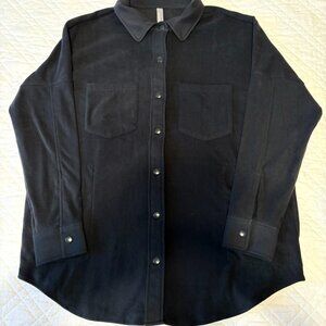 Mondetta Women's Black Cozy Fleece Shirt Jacket Snap Button Up Size XL